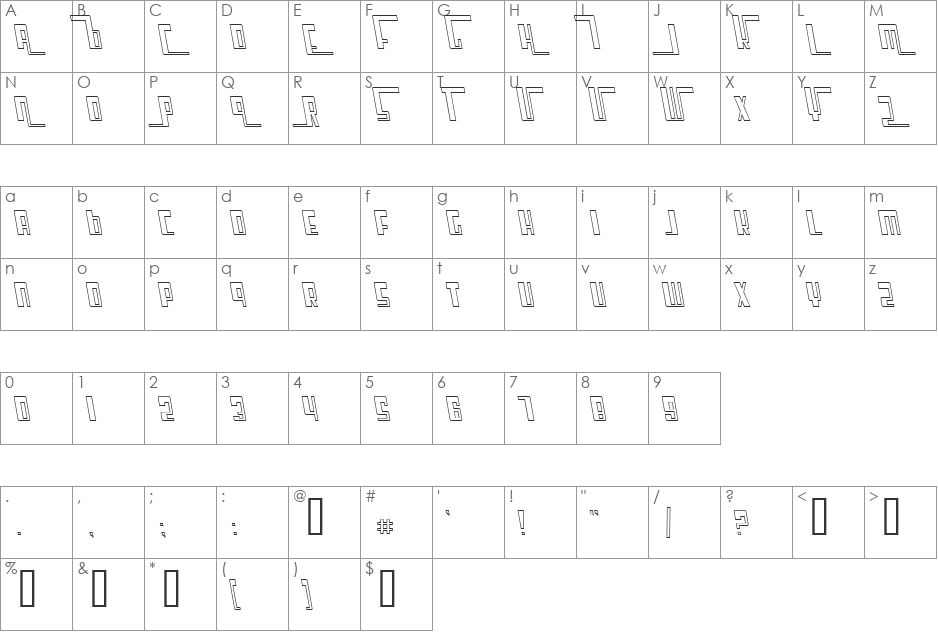 Cosmic Age Outline font character map preview