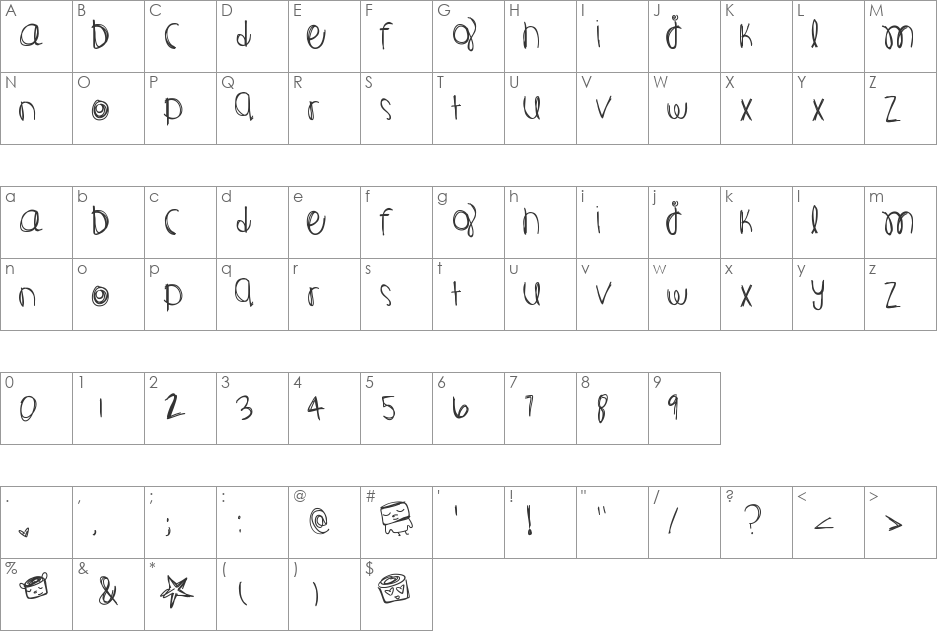 cosmicJourney font character map preview