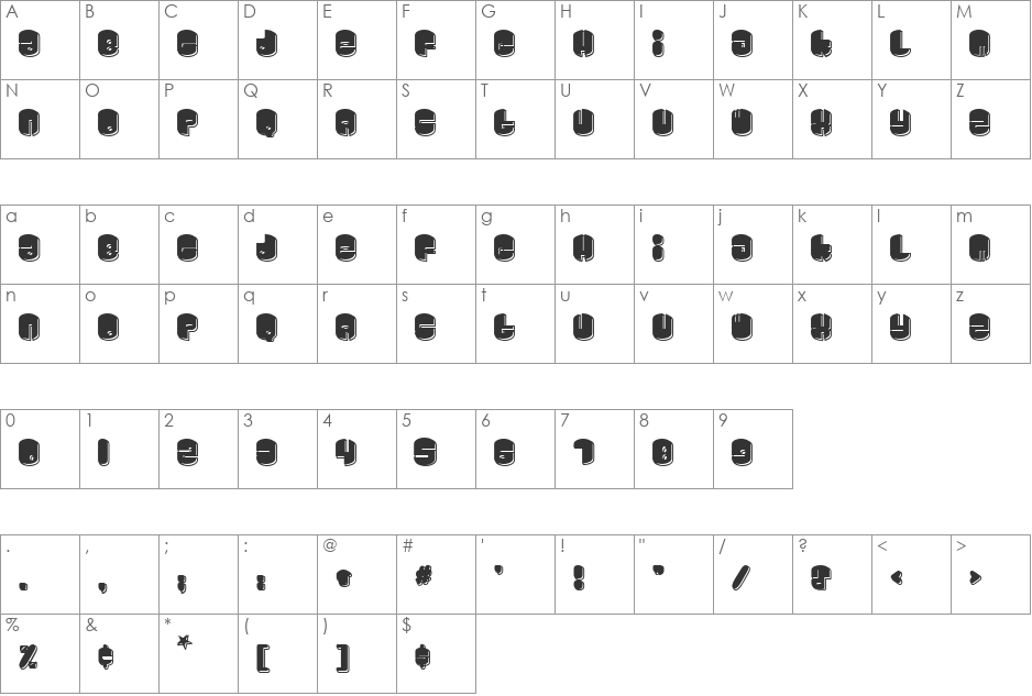 Cosmojunk font character map preview