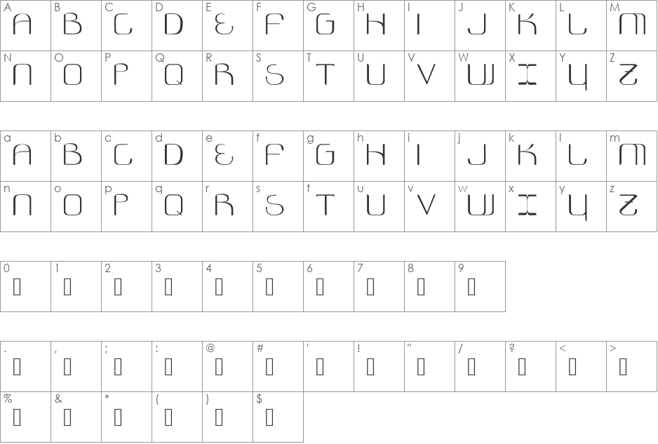 Cosmonautica font character map preview