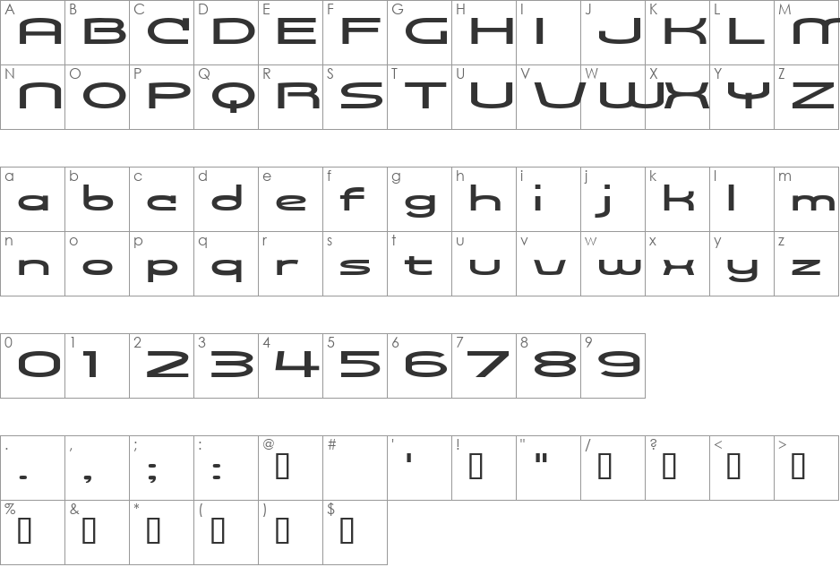 Cosmos font character map preview