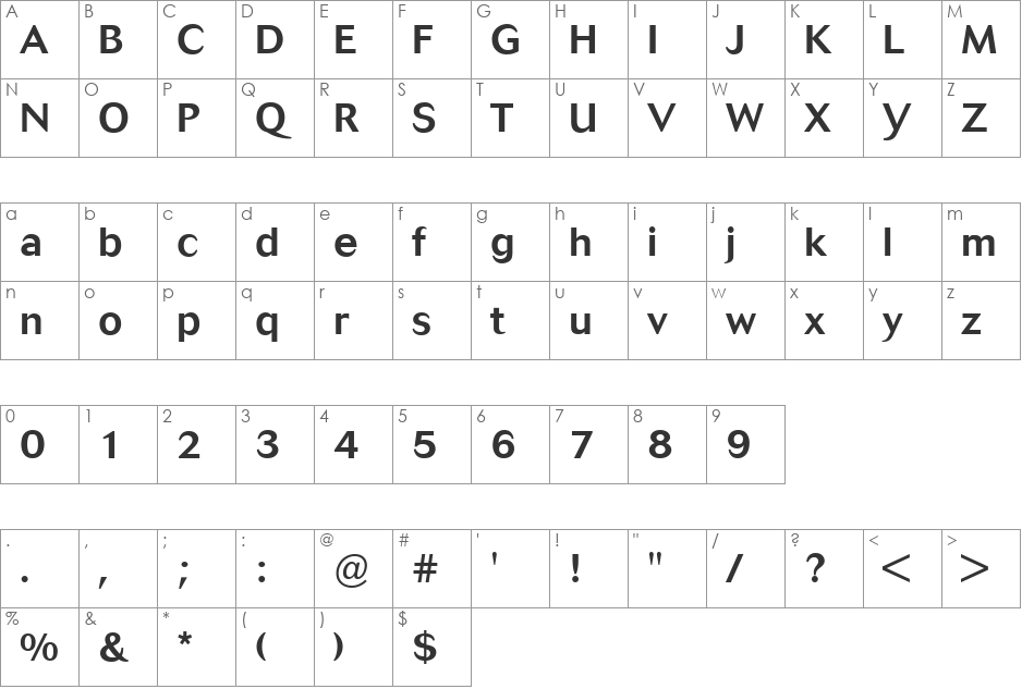 Cosmos-Medium font character map preview