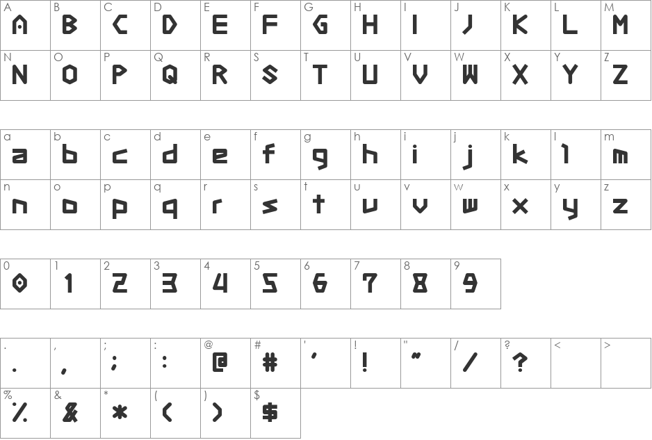Cosmos0 font character map preview