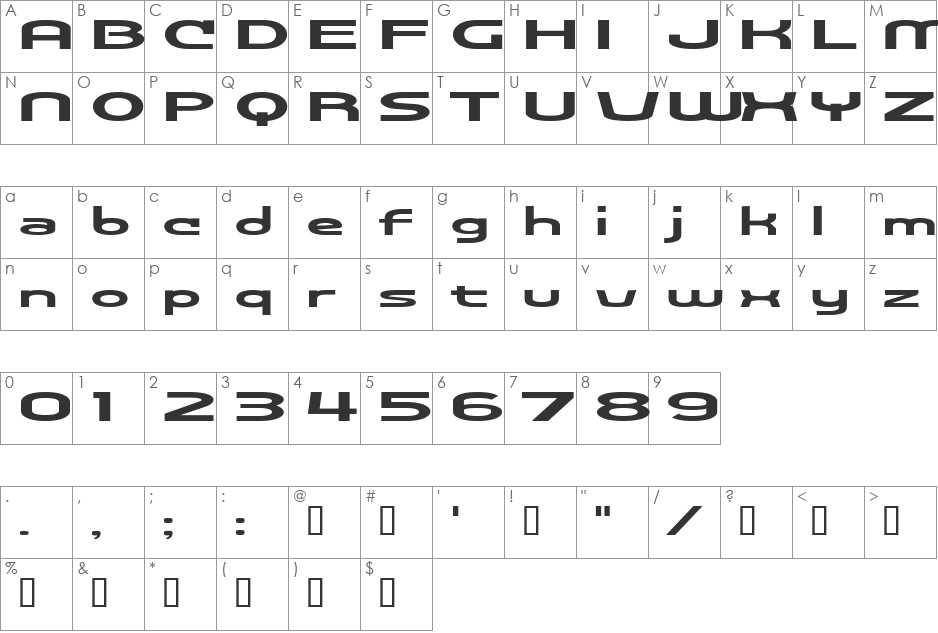 Cosmosregular font character map preview