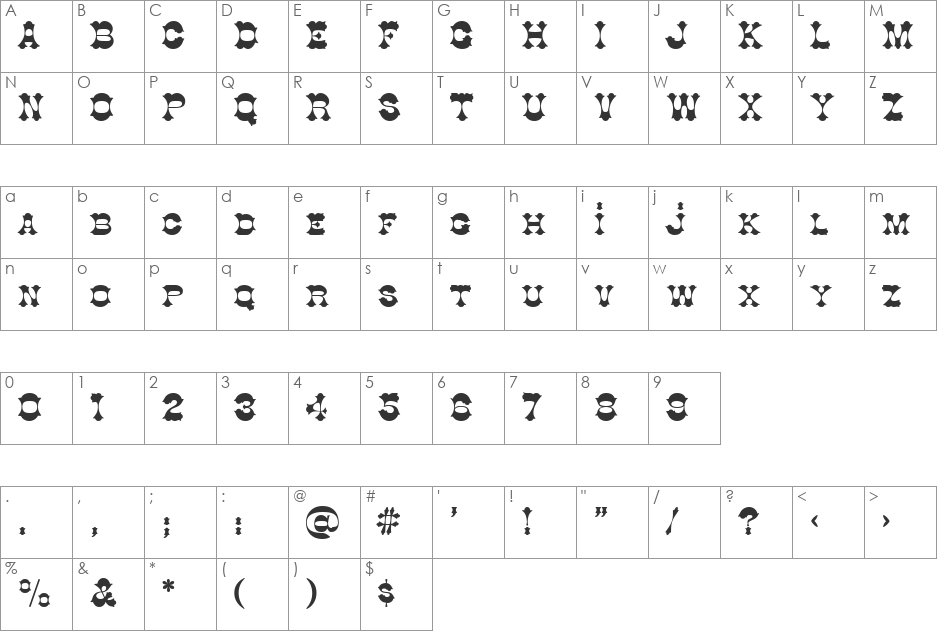 CottonDi font character map preview