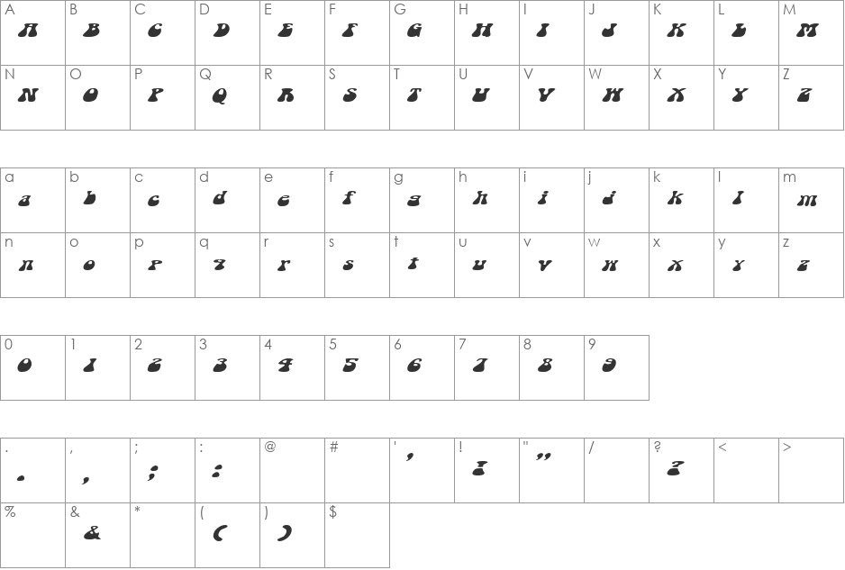 CouchBoy font character map preview