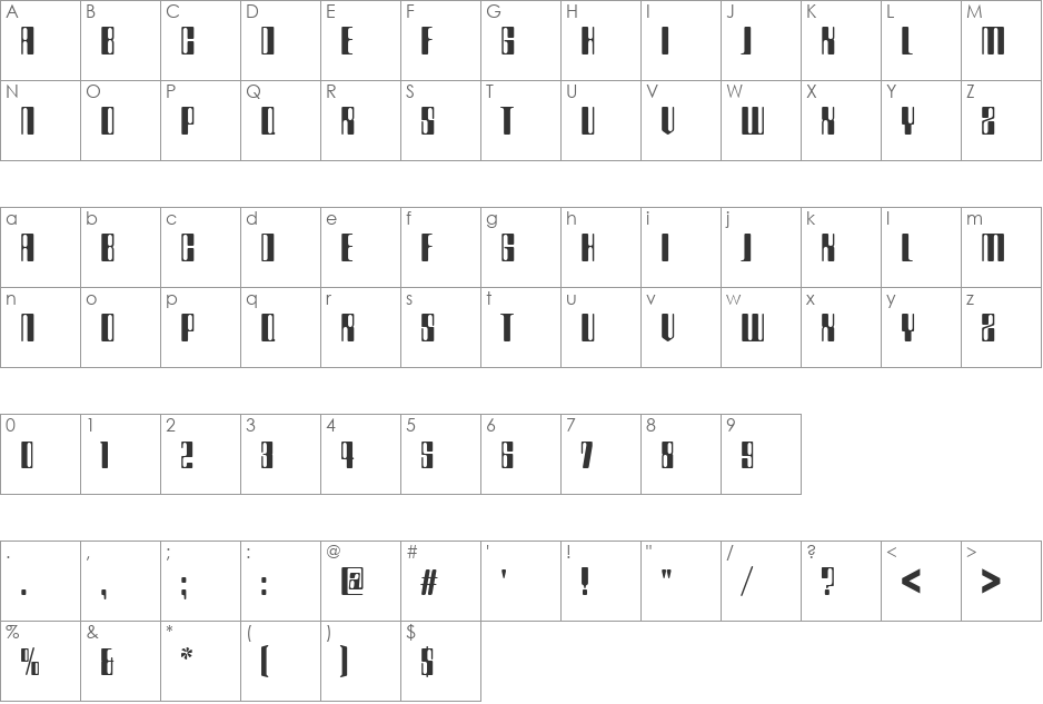 CountdownComD font character map preview