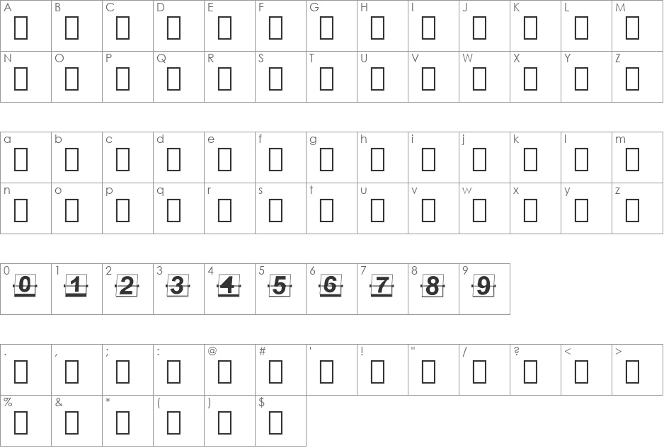 Counter Flipper font character map preview