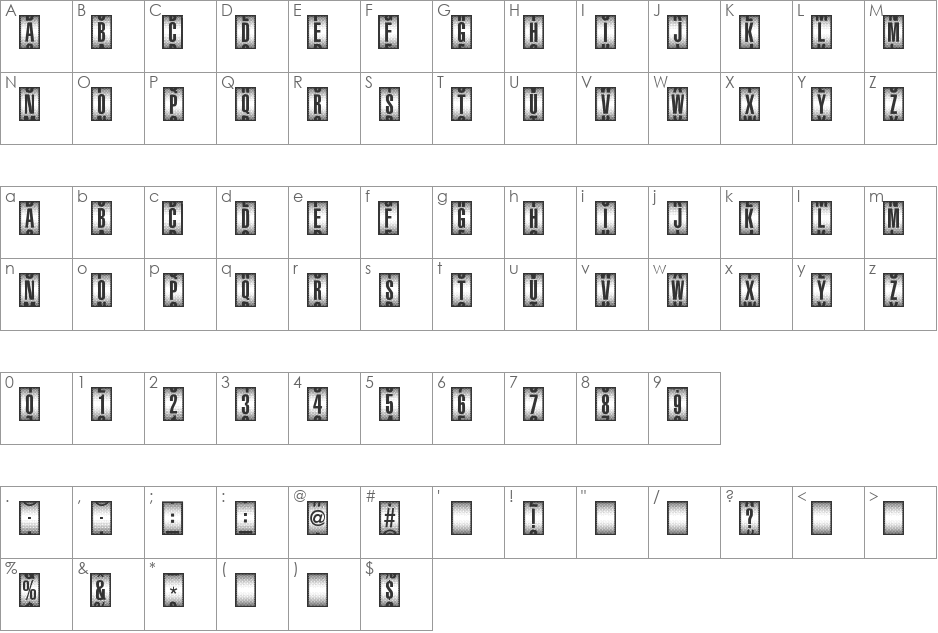 Counter-Dial font character map preview