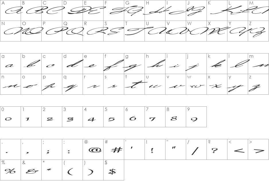 CountryLove3 font character map preview