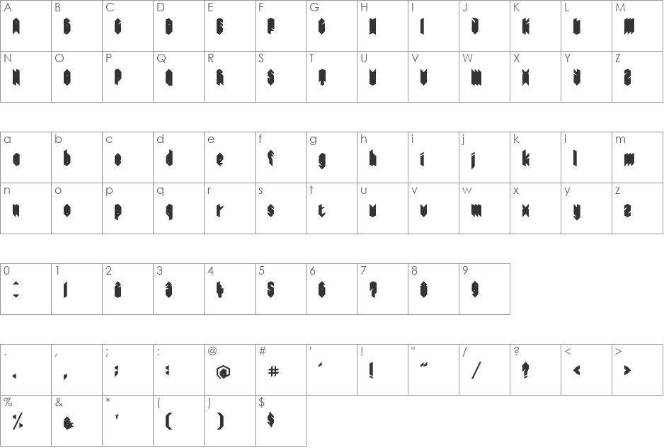 AB CD font character map preview