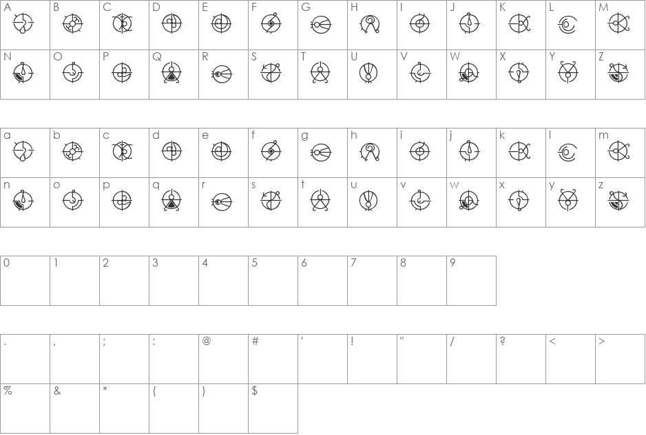 Covenant/Forerunner font character map preview