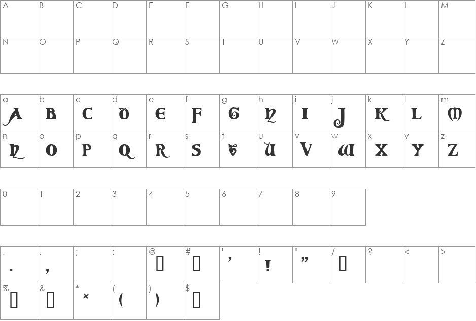 Coverack Demo font character map preview