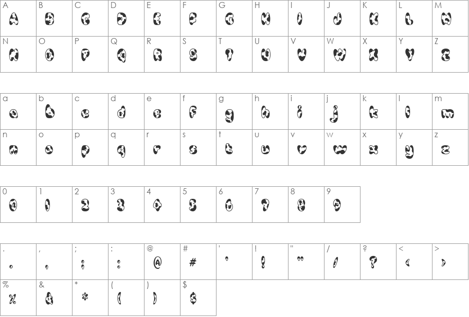 Cowpoke BI font character map preview