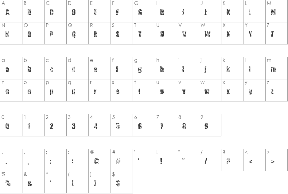 Cows In the U.S. font character map preview