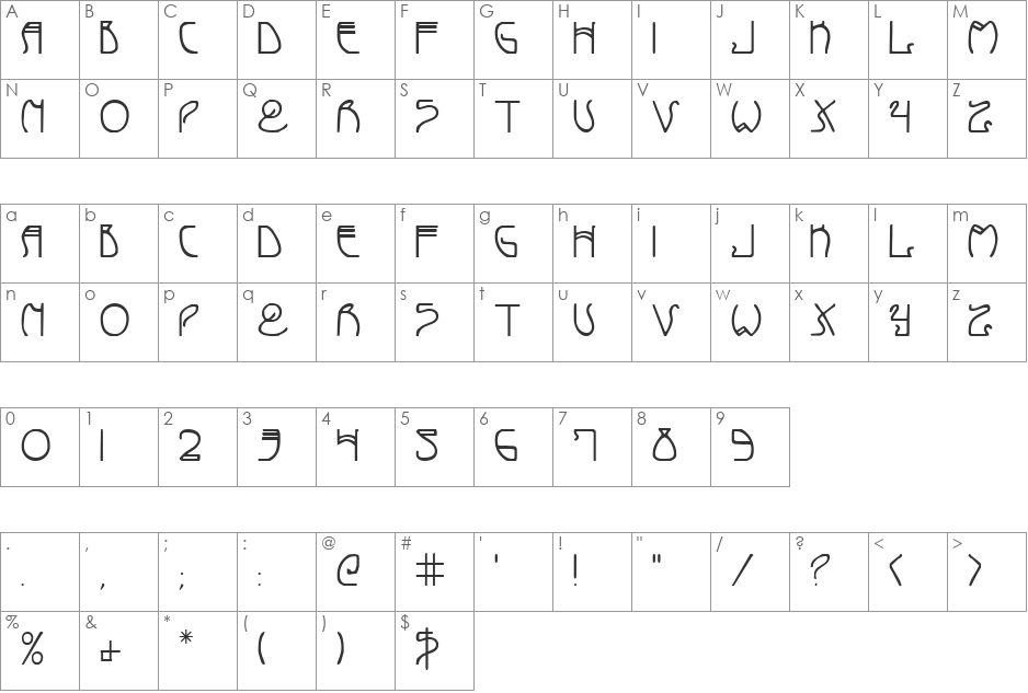 Coyote Deco font character map preview