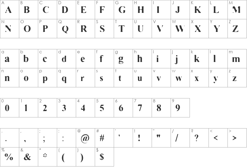 AB Dent font character map preview