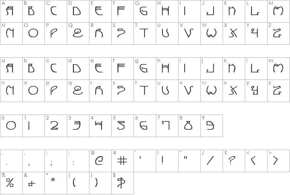 Coyote Deco Expanded font character map preview
