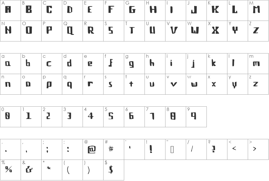 Cozumix font character map preview