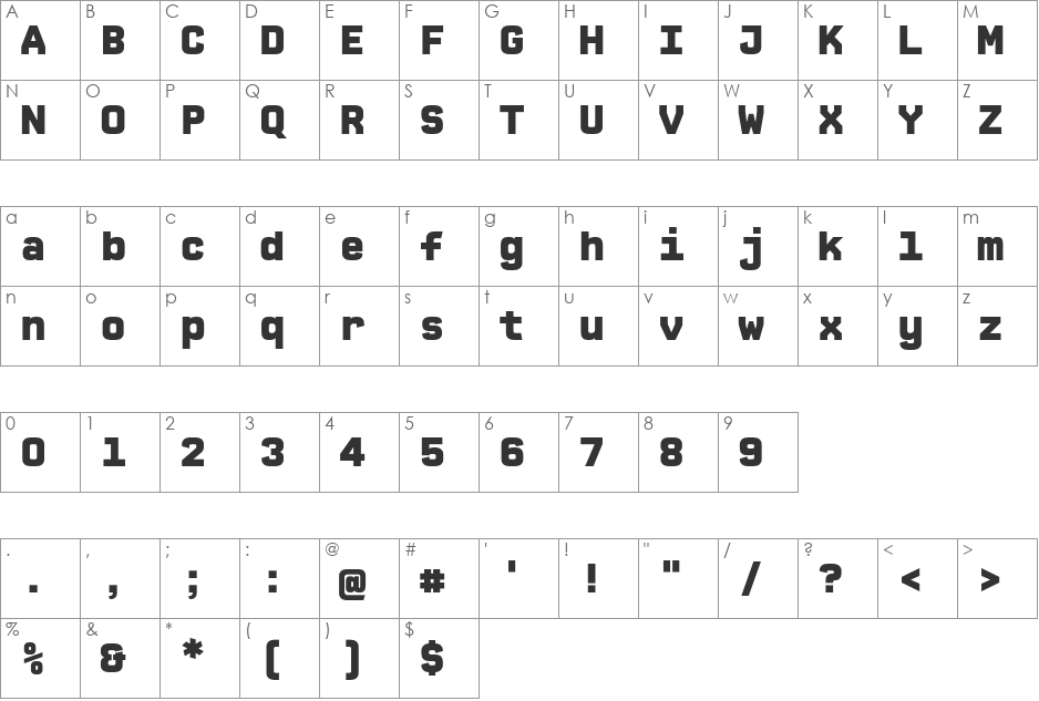 CPMono_v07 font character map preview