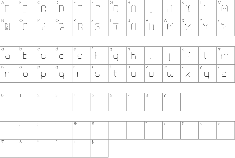 CR21MODERN font character map preview