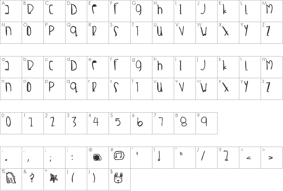 CrabSalad font character map preview