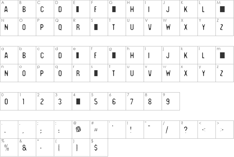 Crack font character map preview