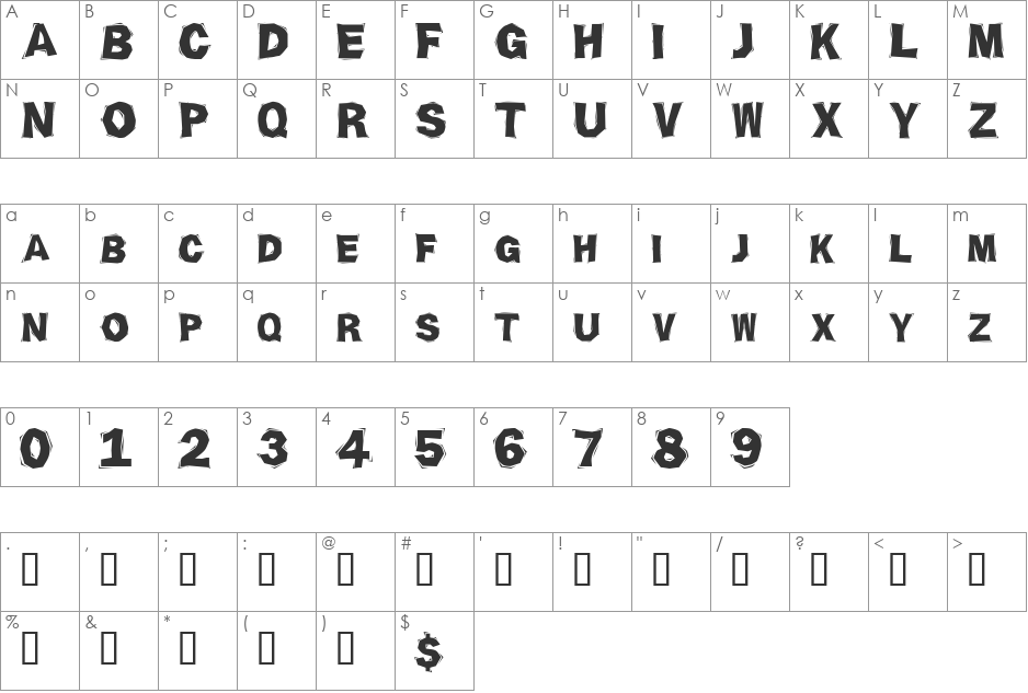 CrackBoum font character map preview