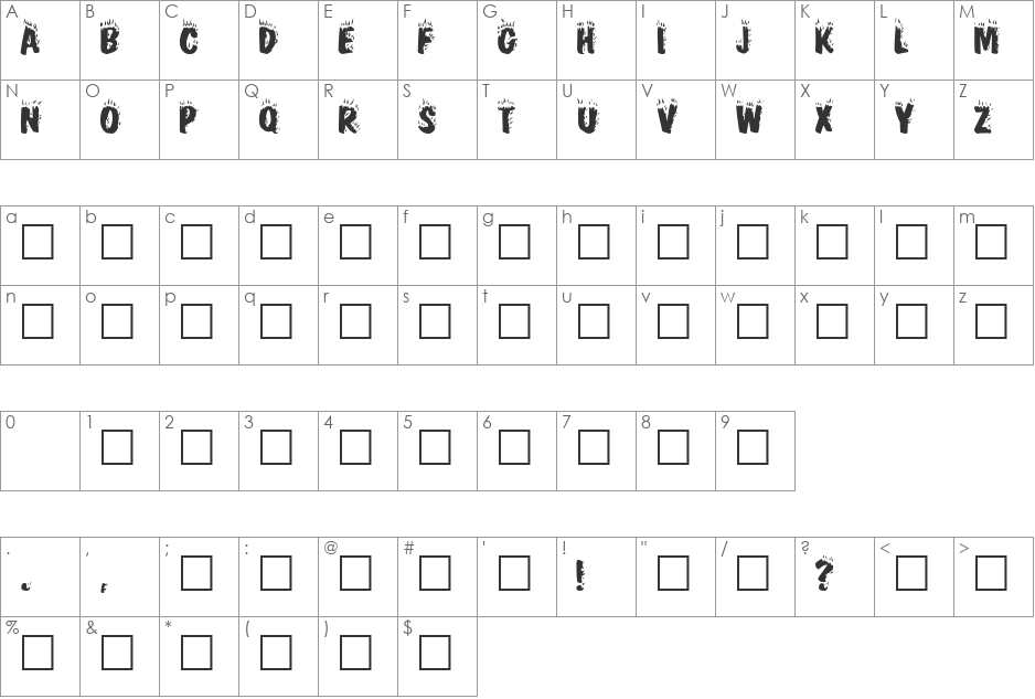 CrackFir font character map preview