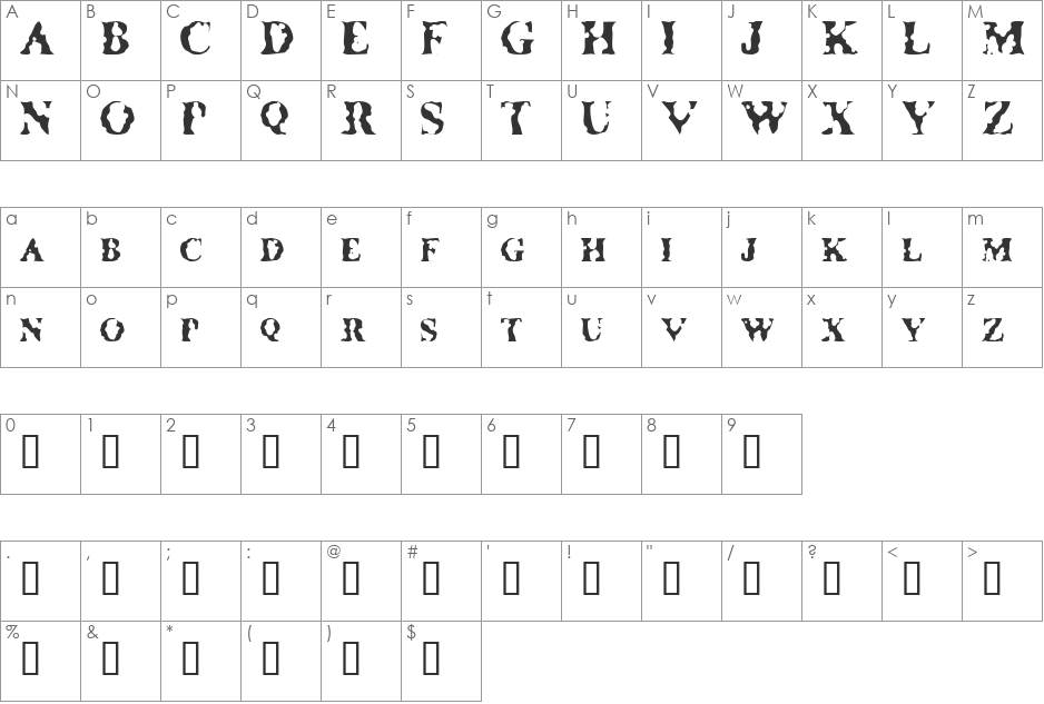 Crackhead Wrestling Federation font character map preview