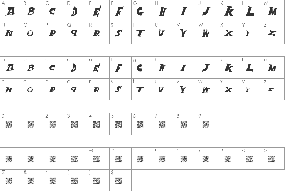 CrackKing font character map preview