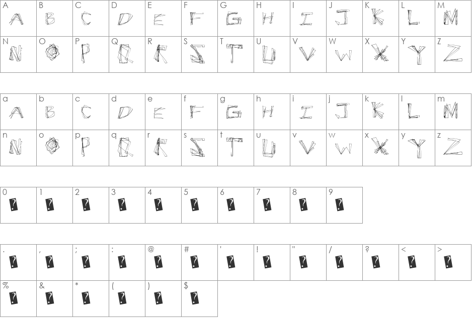 CrackSnacks font character map preview