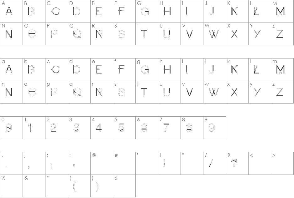 Craft Font font character map preview
