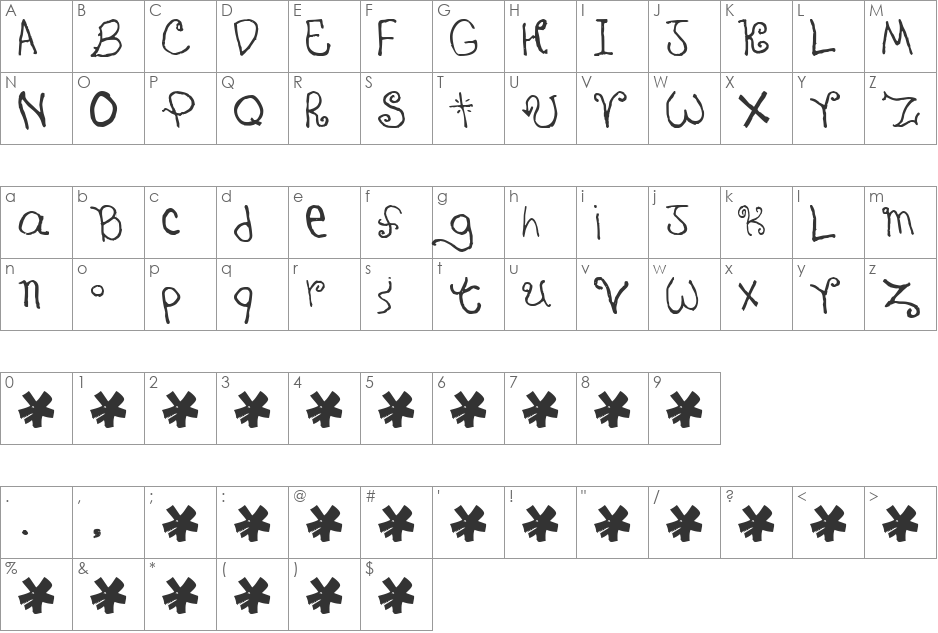 CRAMPED font character map preview