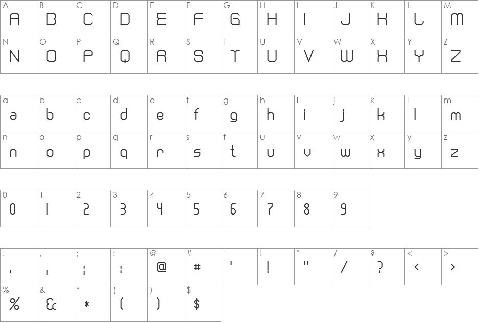 Cranberry Gin font character map preview