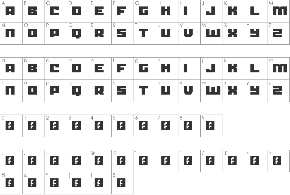 Crank font character map preview