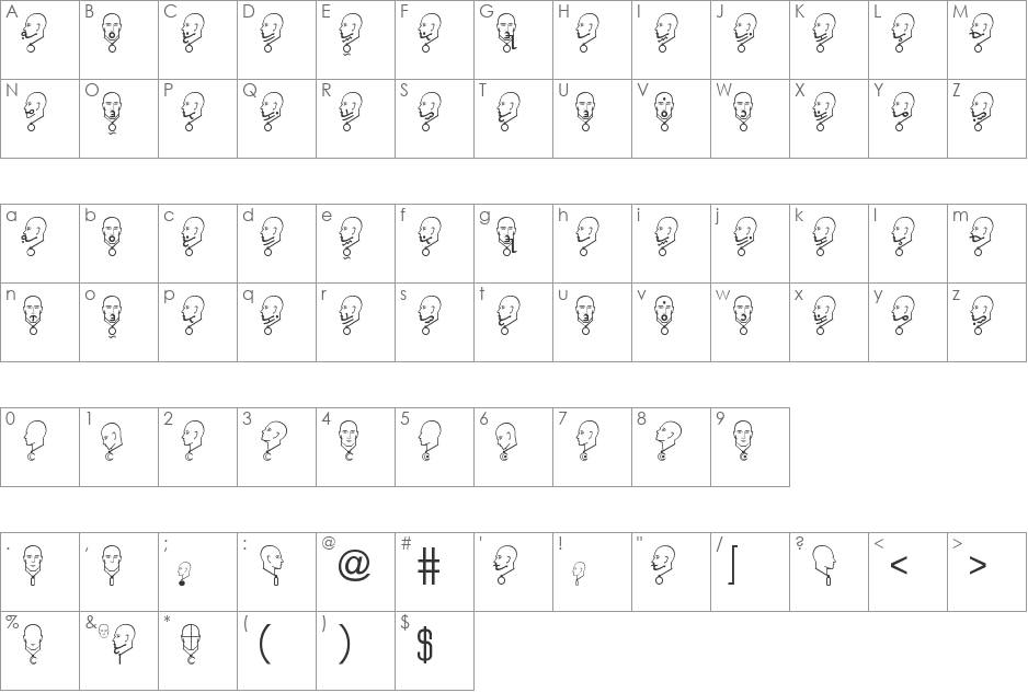 Alfa-larawan - Male Version font character map preview