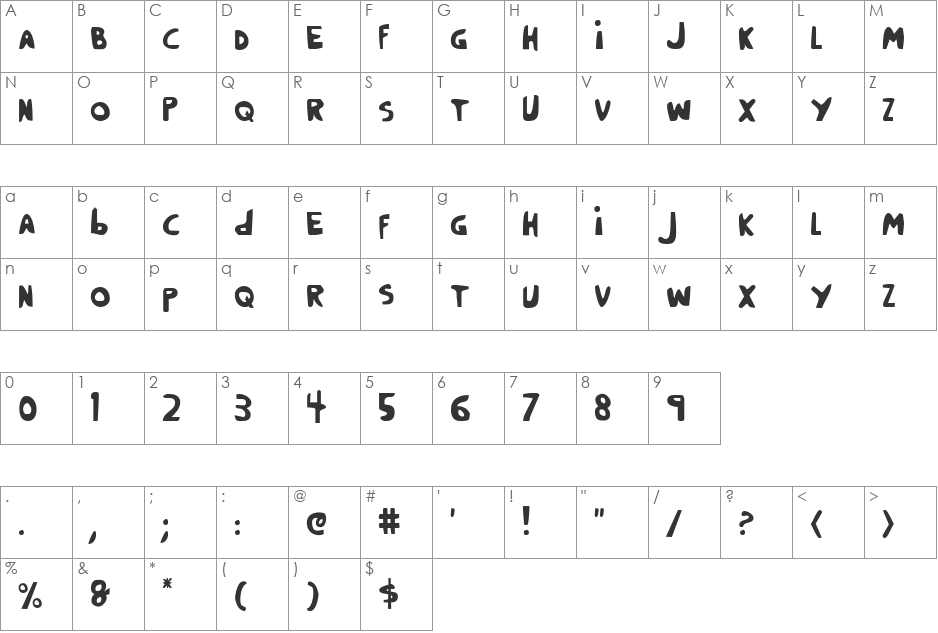 Crappity-Crap-Crap Cond font character map preview