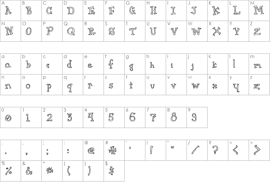 CrapSerif font character map preview