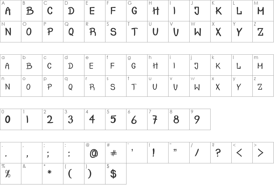 Crash  Test font character map preview