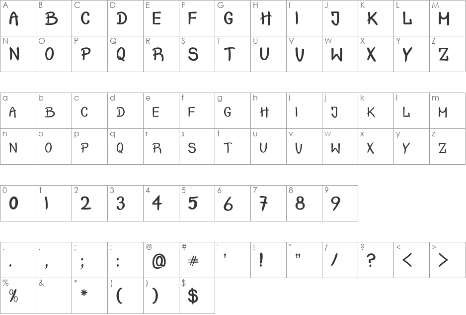 Crash  Test font character map preview