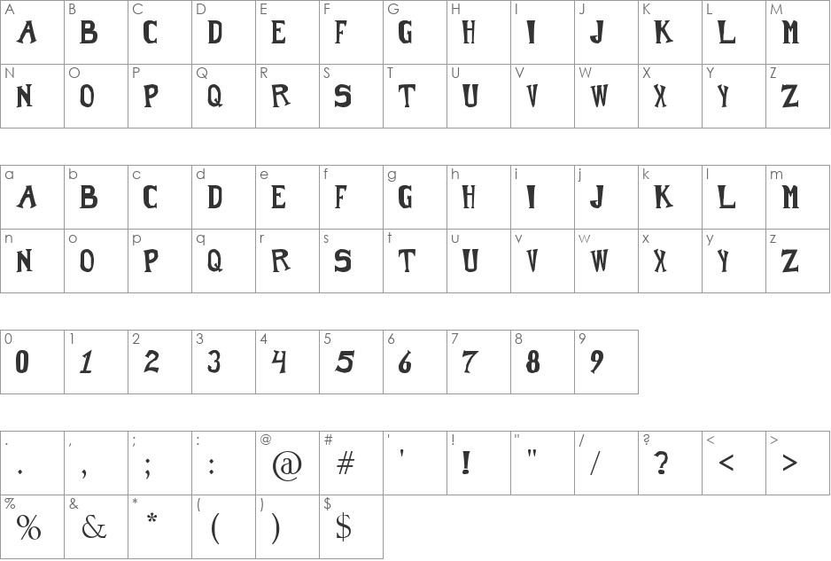 Crash Crash font character map preview