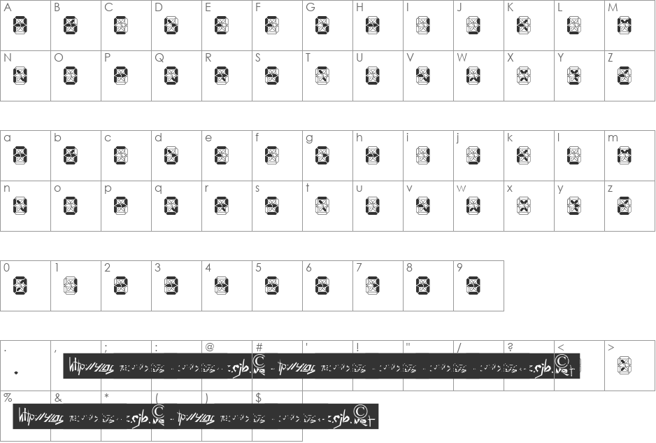 Crashed Scoreboard font character map preview