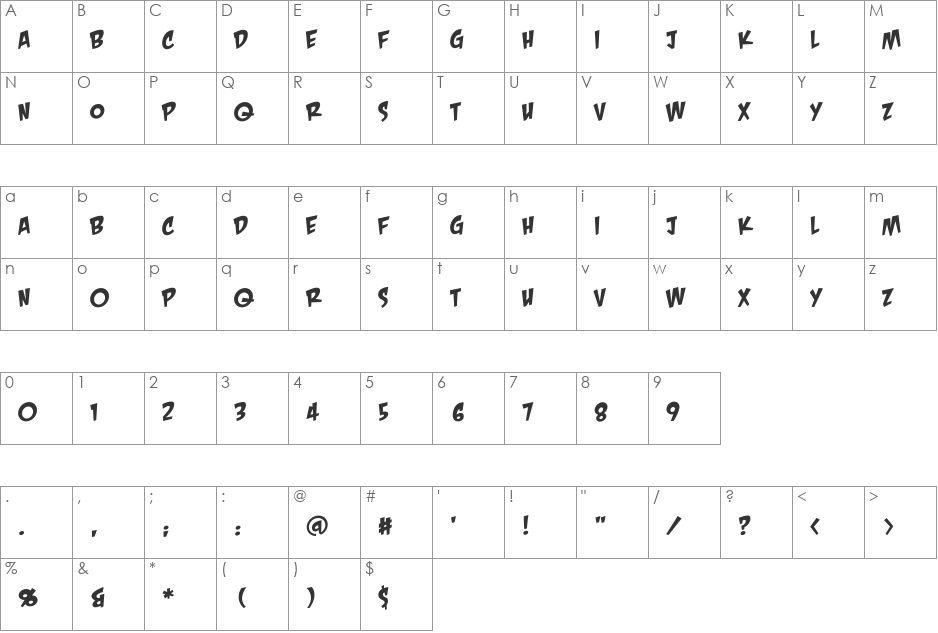 CrashLanding BB font character map preview