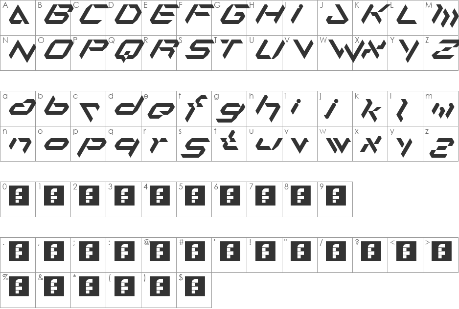 alfamesh001 font character map preview