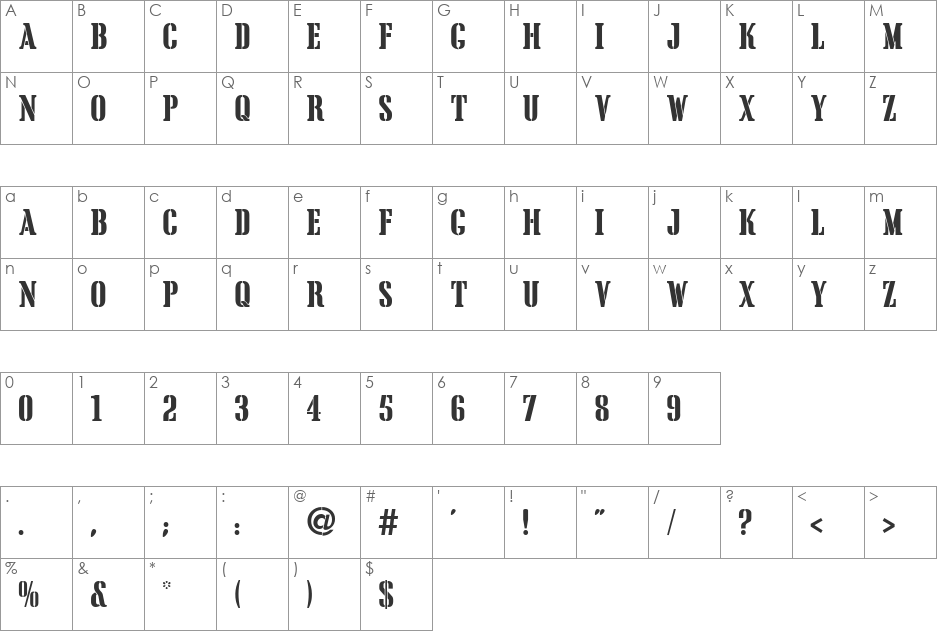 Crate font character map preview