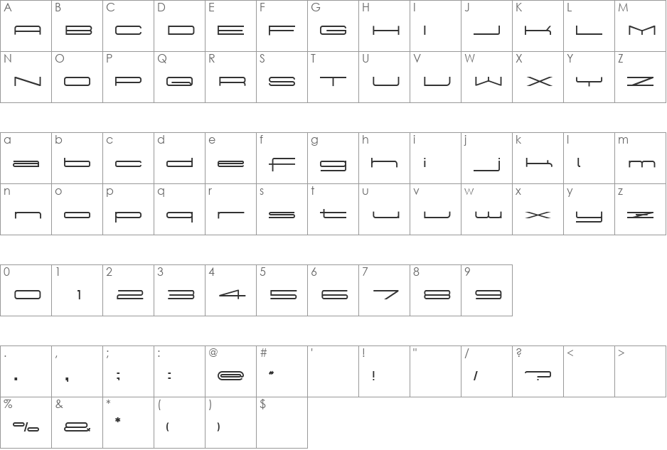 Crawler font character map preview