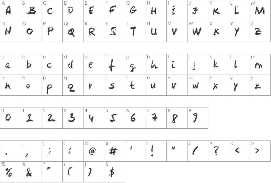 Crayola font character map preview