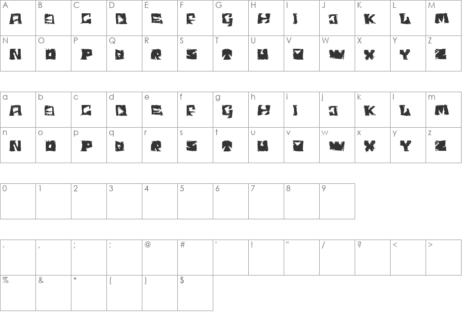 Crazy font character map preview