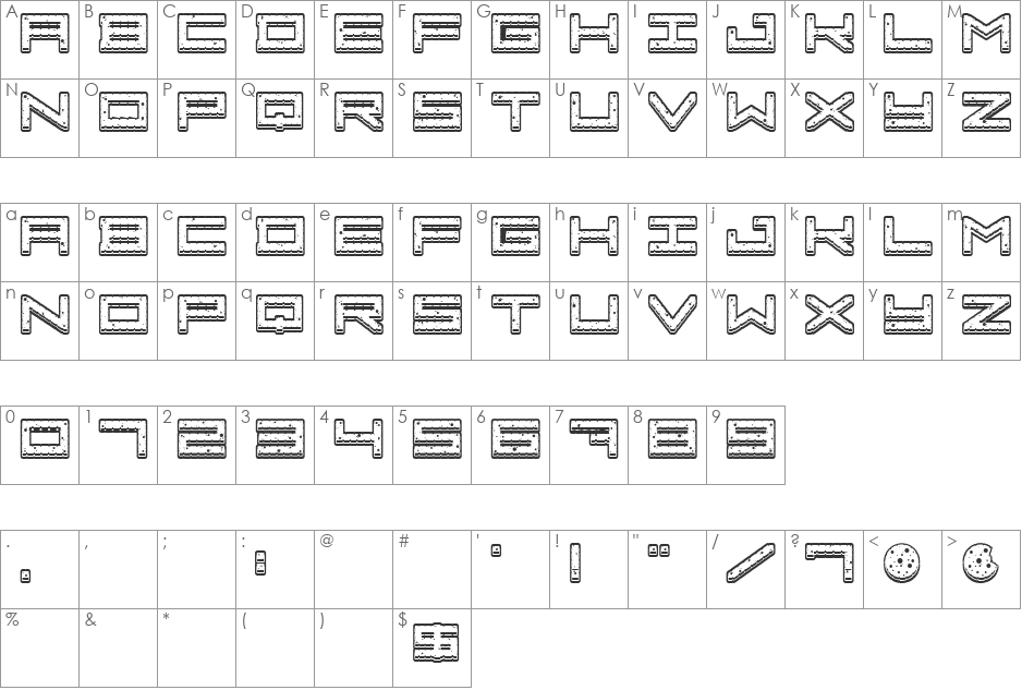 Crazy COokies font character map preview